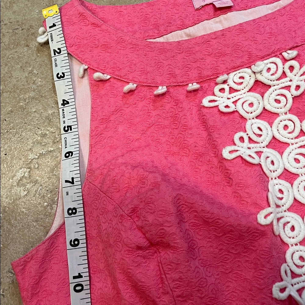 Lilly Pulitzer Dress Hot Pink Sleeveless Mini with White Lace Trim -Size 10 - Picture 10 of 13